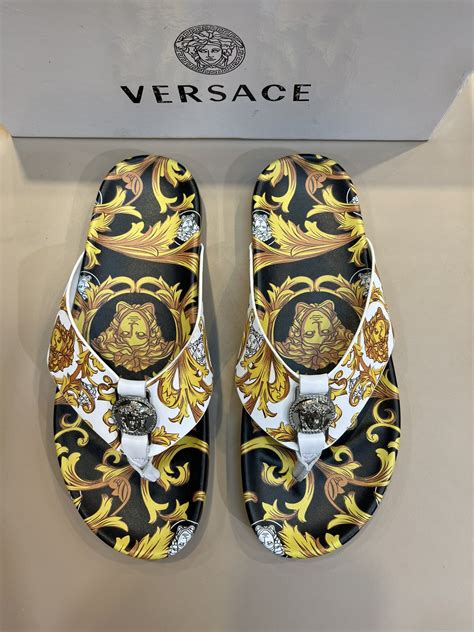 versace mens shoes gold studdex|Versace men's slippers.